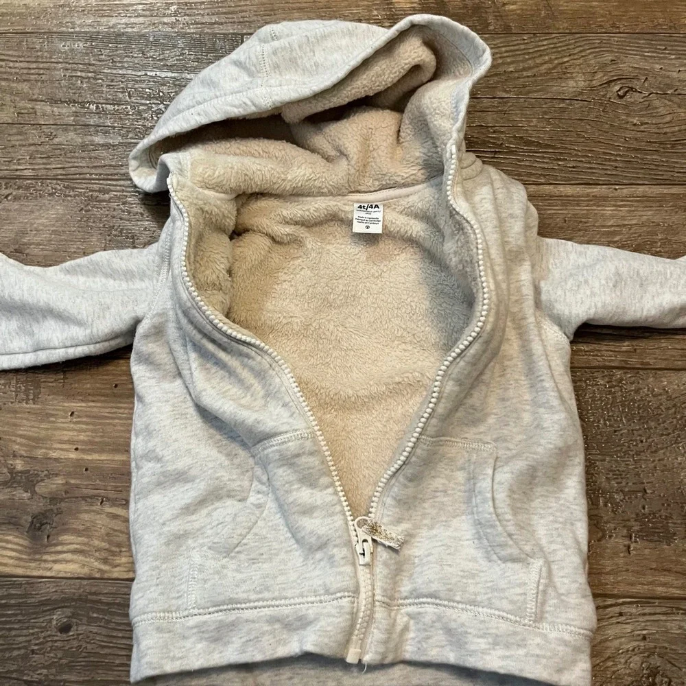 Carters Toddler‎ Boys Girls Gray Sherpa Lined Zip Up Hoodie Jacket 4T 2M068810